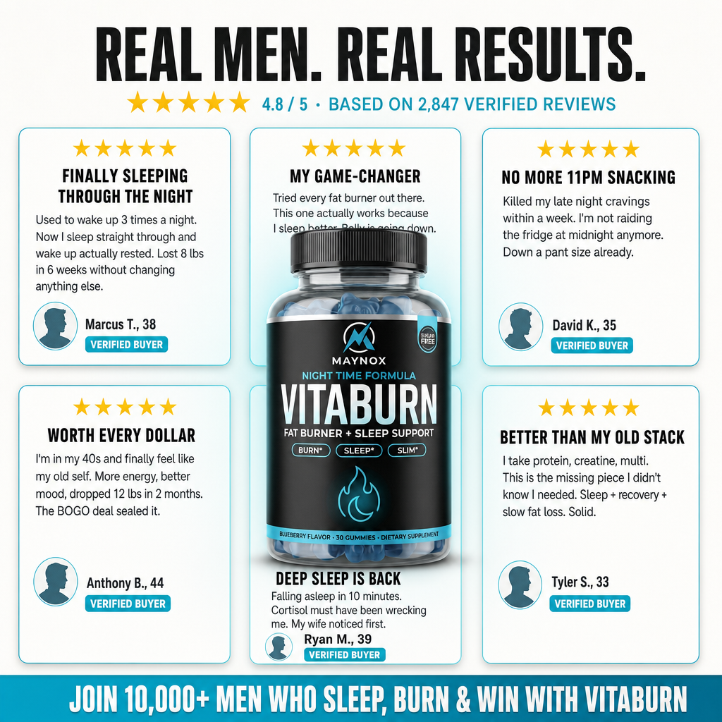 VitaBurn | Nighttime Fat Burner Gummies for Men with Melatonin - Blueberry B