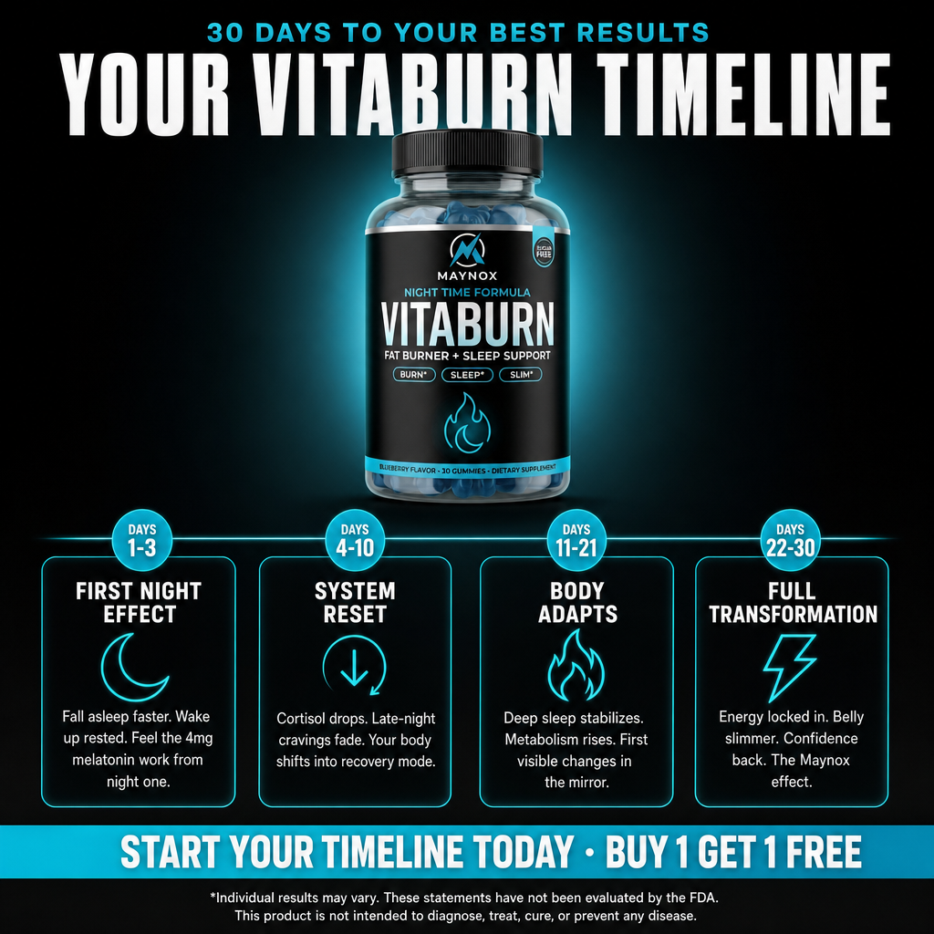 VitaBurn | Nighttime Fat Burner Gummies for Men with Melatonin - Blueberry After
